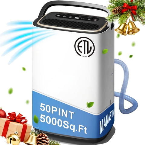 Patiosunny 15-Pint (DOE) Multi-Function Dehumidifier, 5000 Sq.Ft Coverage Area with 3 Modes, 180 OZ Water Tank/24H-Timer/Drain Hose/Child lock, for Bedroom /Office/Laundry Room