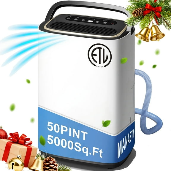 Patiosunny 15-Pint (DOE) Multi-Function Dehumidifier, 5000 Sq.Ft Coverage Area with 3 Modes, 180 OZ Water Tank/24H-Timer/Drain Hose/Child lock, for Bedroom /Office/Laundry Room