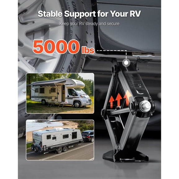 5000 lbs RV Scissor Jacks,4-23.4 in RV Stabilizer Leveling Scissor Jacks,Set of 4,Heavy Duty Stabilizer Jack with Crank Handle,Socket&Bubble Levels,Not Easily Bent or Deformed