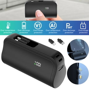 5000 mAh Mini Power Bank Portable Charger with Portable Connector,DFITO USB-C Compact Battery Pack Travel Portable Phone Charger,Black