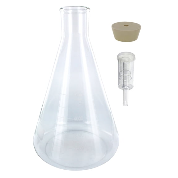 5000 ml Erlenmeyer Flask with 11.5 stopper and  economy airlock