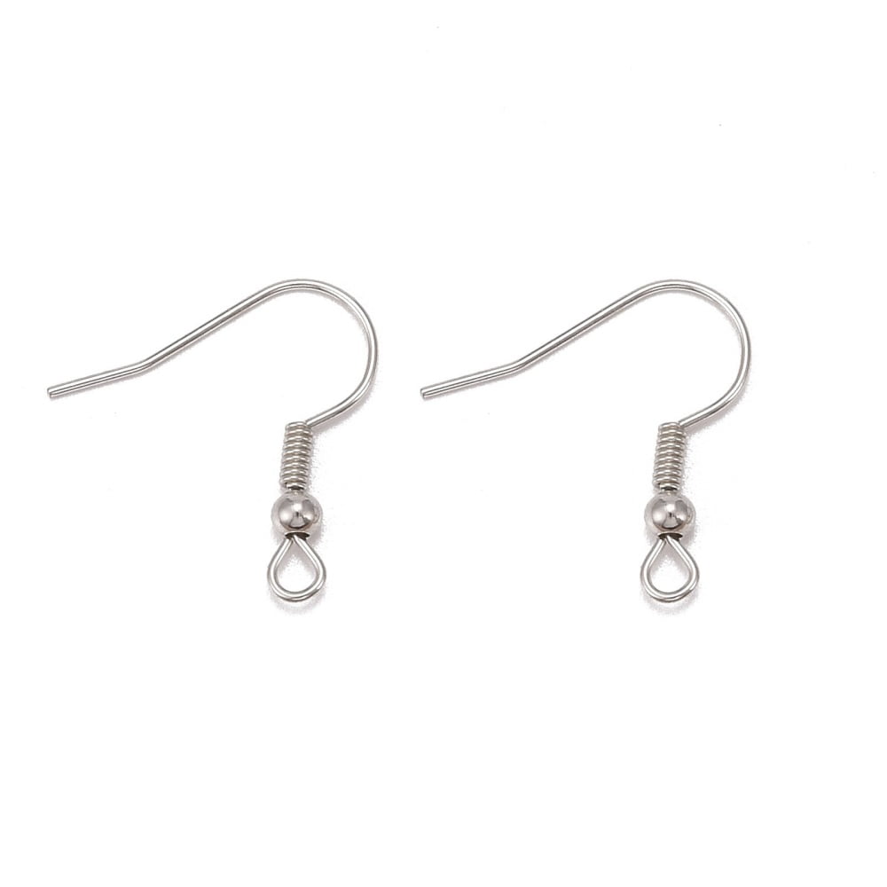 5000 pc Iron Earring Hooks Ear Wire with Horizontal Loop Cadmium Free Nickel Free Lead Free Platinum 17~19x0.8mm Hole: 2mm 22 Gauge Pin: 0.6mm