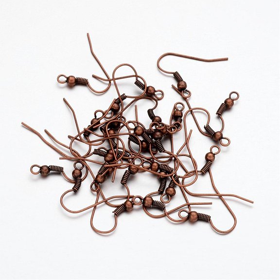 5000 pc Iron Earring Hooks Ear Wire with Horizontal Loop Cadmium Free & Nickel Free & Lead Free Red Copper 17~19x0.8mm Hole: 2mm 22 Gauge