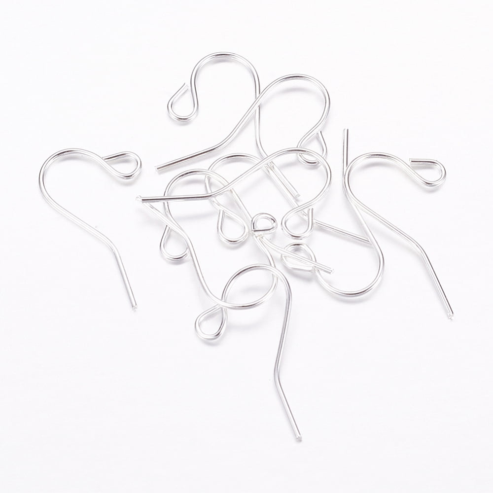 5000 pc Iron Earring Hooks Ear Wire with Horizontal Loop Silver Color Plated Lead Free and Nickel Free Size: about 17mm long 12mm wide