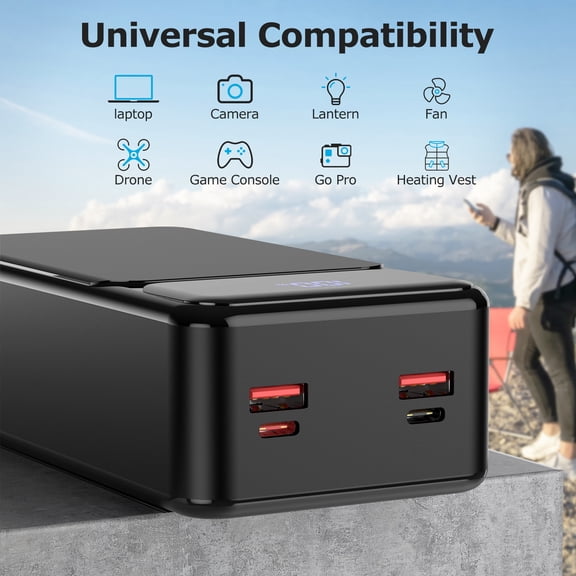50000Mah Portable Power Bank - Features 3 Outputs, 22.5W Quick Charge Battery Pack with USB-C Ports, Compatible with Most Mobile Phones And Devices, Ideal for Travel And Camping