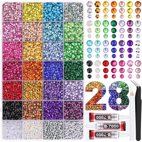 50000Pcs 40 Colors Jelly Rhinestones for Bedazzling, 3mm Multicolor Resin Flatback Gems for Diamond Art, Bedazzler Kit with 3Pcs 10ml B7000 Jewelry Glue for Bedazzle Thing Crafting Book Nail Art