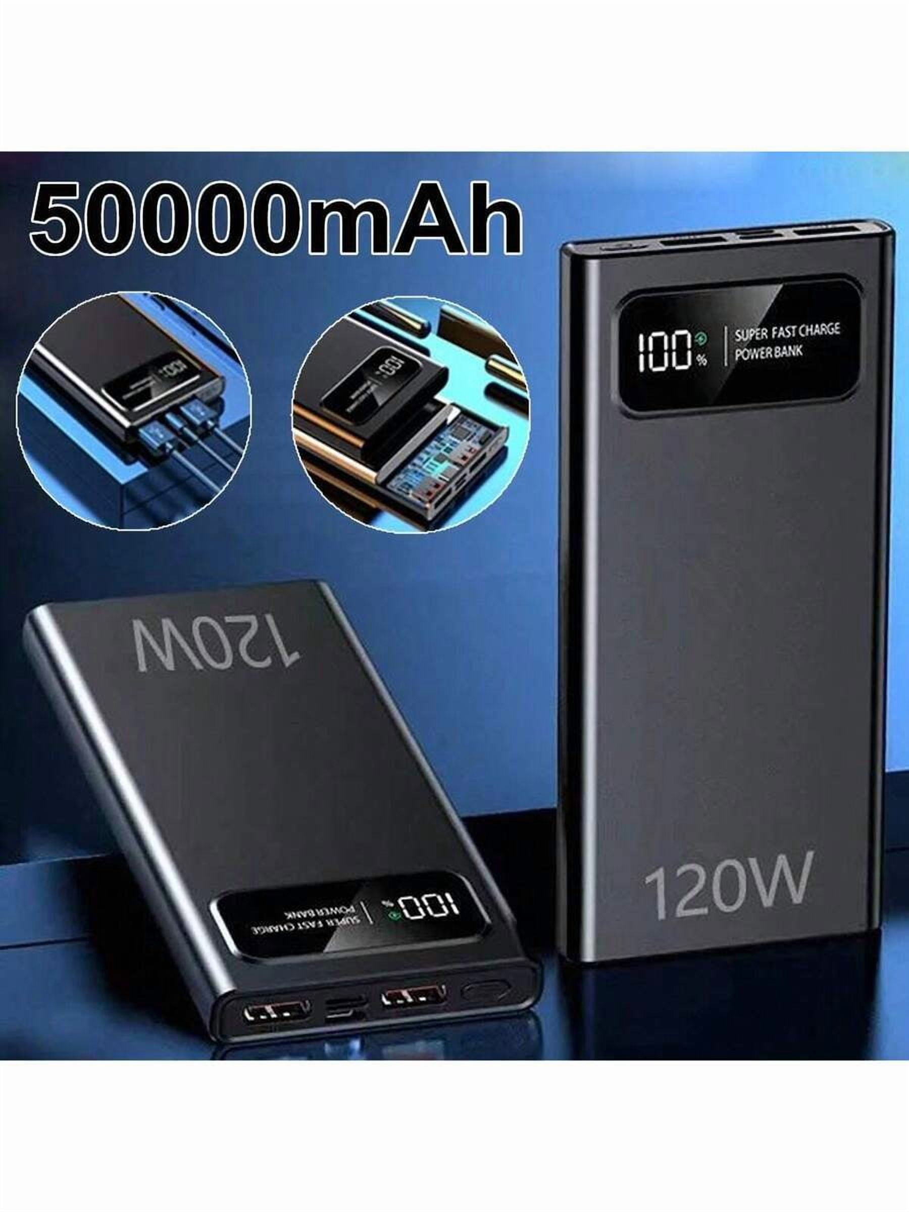 50000mAh 120W Slim Super Fast External Portable Power Bank Backup Battery Charger For Cell Phone, Smartphones, Tablets, With LED Power Display