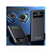 50000mAh 120W Slim Super Fast External Portable Power Bank Backup Battery Charger For Cell Phone, Smartphones, Tablets, With LED Power Display