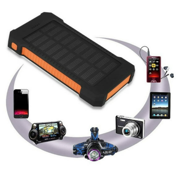 8000mAh Dual-USB Waterproof Solar Power Bank Portable LED LCD Battery Charger, Inputs Huge Capacity Phone Charger for Smartphones