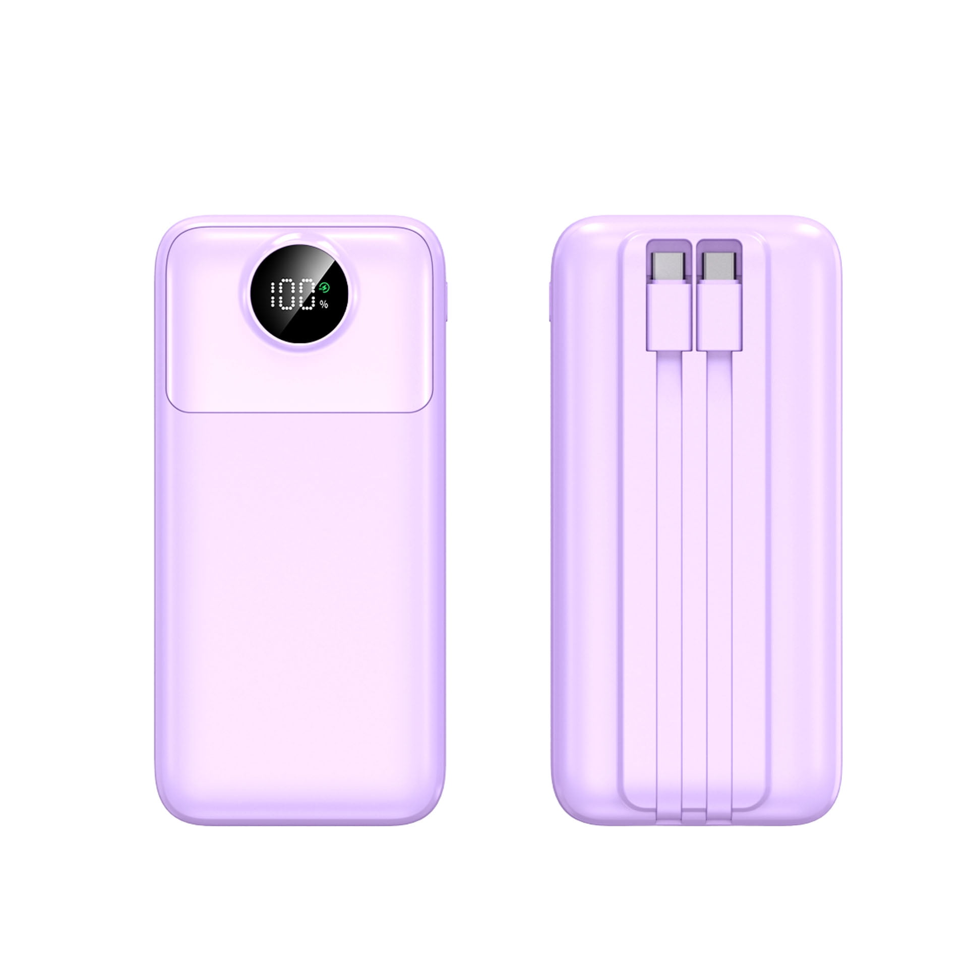 50000mAh Mini Portable Power Bank with Built-in 4 Cables (Micro/Type-C), Fast Charging, Smart LCD Display & Ultra-Bright LED Flashlight, - Battery Pack for Smartphones, for outdoor Travel Charger
