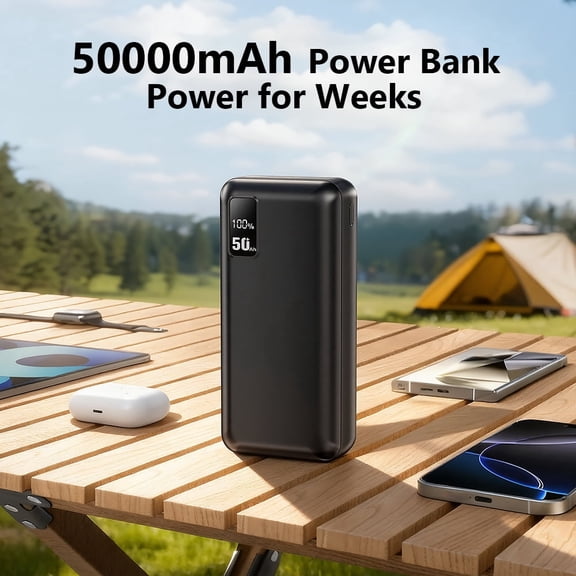 50000mAh Office Daily Power Bank, 22.5W Fast Charging, LED Digital Screen, Multi-Device Charging, Desktop Charger for Smart Phones Tablets Earbuds