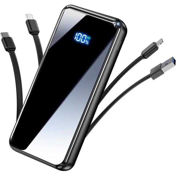 50000mAh Portable Charger, 22.5W Fast Charging Power Bank with Built-in Cable, 6 Output 2 Input for iPhone & Android
