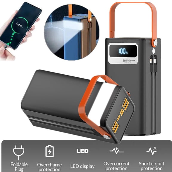 50000mAh Power Bank 120W Fast Charging Portable Charger External Battery Pack with 4 USB Ports Digital Display LED Light Compatible With  iPhone Samsung Android Tablets and USB Devices
