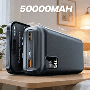 50000mAh 22.5W Fast Charging Power Bank, USB-C Quick Charge 3 Outputs 2 Inputs LED Display Portable Charger for most electronic devices on the market