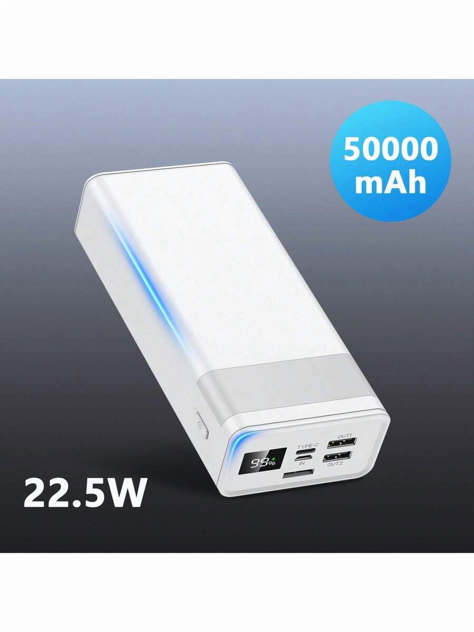 50000mAh Power Bank 22.5W Fast Charging, USB-C Portable Charger with LED Display & Flashlight, 3 Outputs 2 Inputs External Battery Pack for iPhone iPad Android, Travel Outdoor Gift