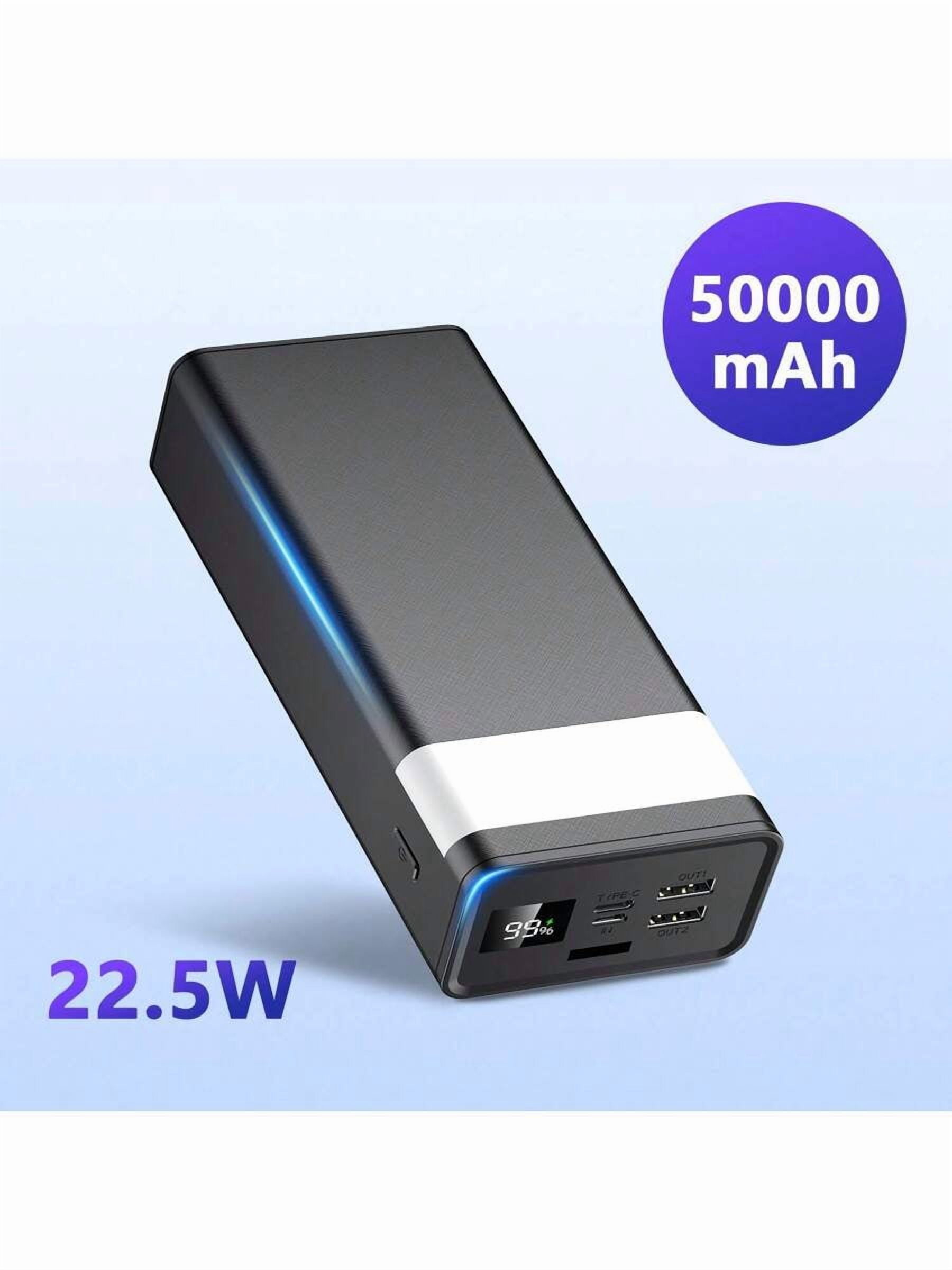 50000mAh Power Bank 22.5W Fast Charging, USB-C Portable Charger with LED Display & Flashlight, 3 Outputs 2 Inputs External Battery Pack for iPhone iPad Android, Travel Outdoor Gift
