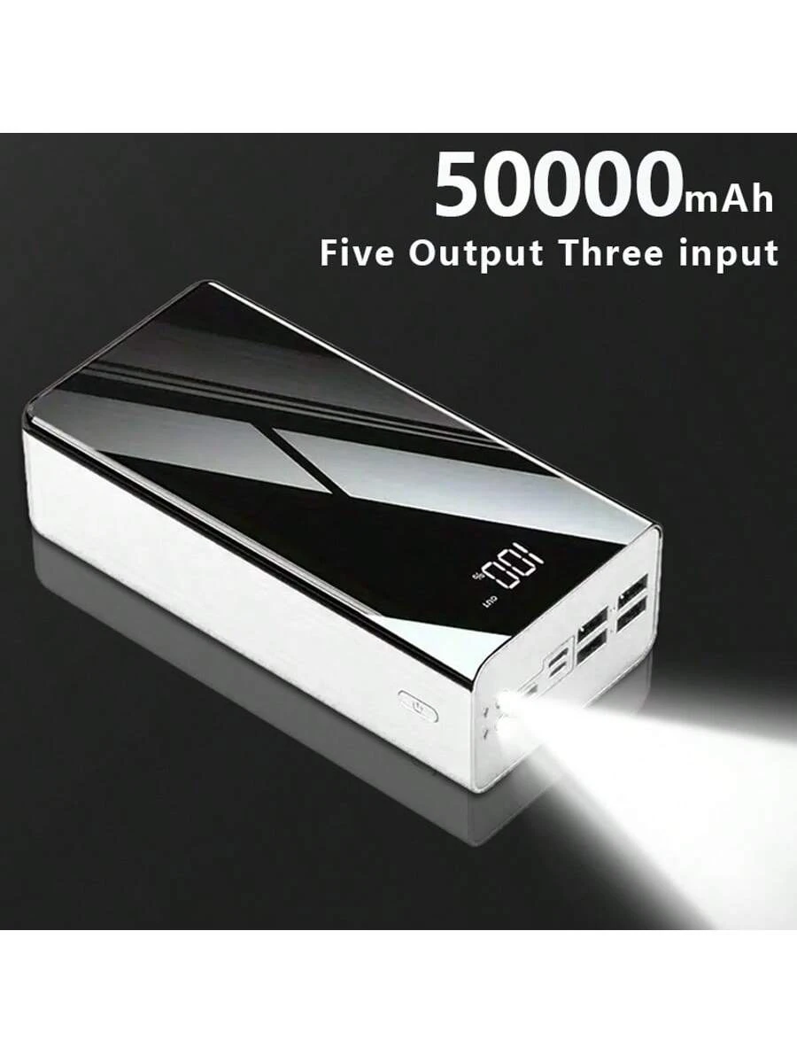 50000mAh Power Bank with LED Display & Flashlight, Portable Charger for iPhone/Android Phones, Outdoor Camping Travel Emergency Backup Battery Pack