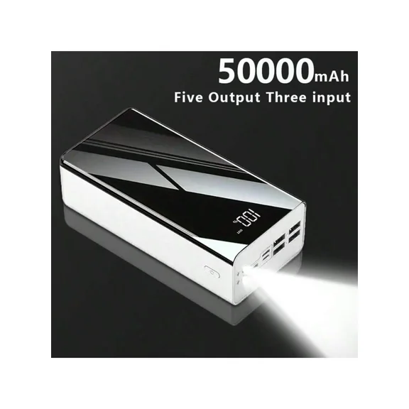 50000mAh Power Bank with LED Display & Flashlight, Portable Charger for iPhone/Android Phones, Outdoor Camping Travel Emergency Backup Battery Pack
