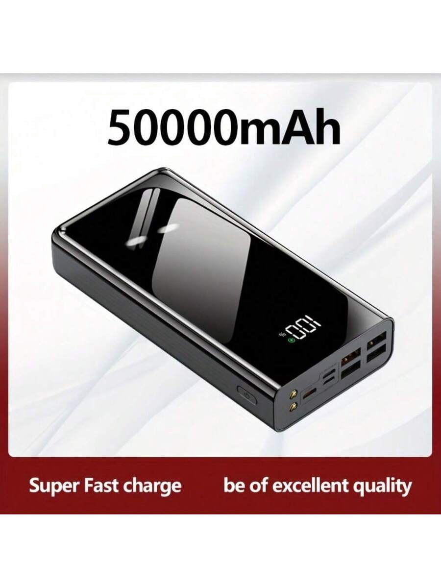50000mAh Power Bank with LED Display & Flashlight, Portable Charger for iPhone/Android Phones, Outdoor Camping Travel Emergency Backup Battery Pack