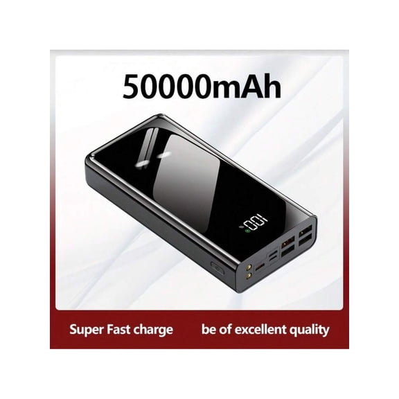 50000mAh Power Bank with LED Display & Flashlight, Portable Charger for iPhone/Android Phones, Outdoor Camping Travel Emergency Backup Battery Pack