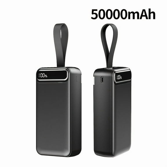 50000mAh Power Bank with LED Display & Lanyard, Portable Charger for Phone Android Devices, Outdoor Emergency Power Supply, Safe Lithium Battery Gift