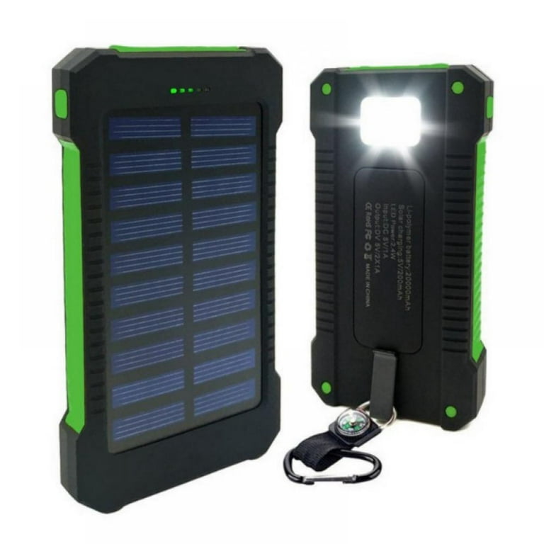 50000mAh Solar Power Bank Dual USB Portable Battery Charger with LED Light  for Phone, Pad, Android— Green 