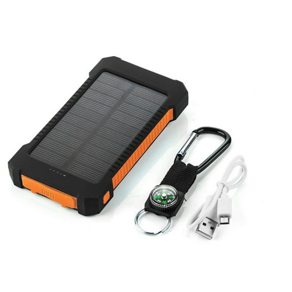 50000mAh Solar Power Bank Fast Charging Dual USB Portable Battery Charger with LED Light for Phone, Pad, Android—Orange