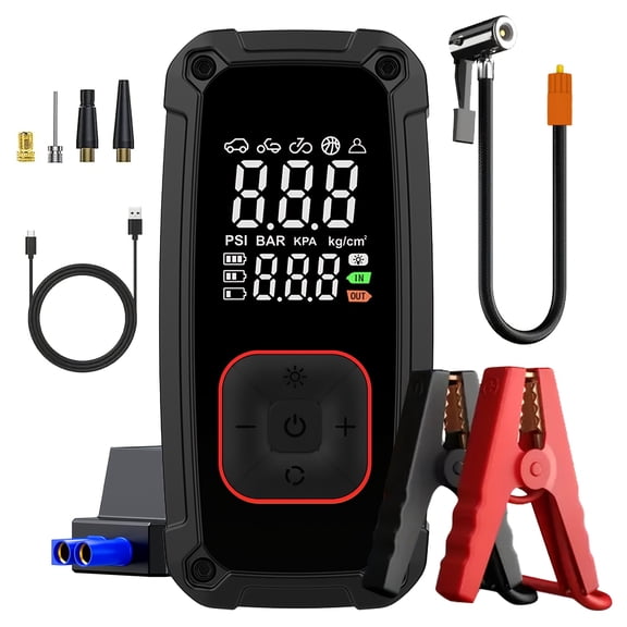 5000A 5 - in - 1 Portable Jump Starter with Air Compressor - 150PSI Digital Tire Inflator, for 2.64 Gal Gas/2.38 Gal Diesel Engines