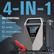 5000A Automatic Portable Car Tire Inflator with Jump Starter, tire inflation, Portable air compressor, with LCD display LED lights, suitable for trucks, motorcycles, bicycles