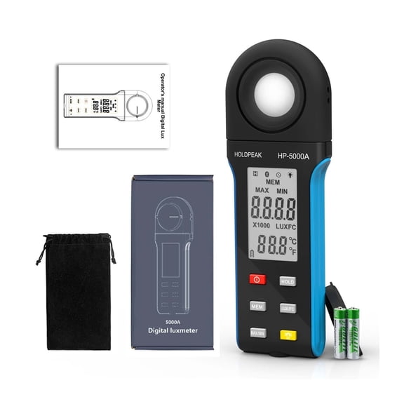 -5000A High-Precision Digital Lux Meter, 1 To 400,000 Lux Wide Ran, Lux/Fc Unit Switch, MAX/MIN Recording, Built-in Display ,High Precision
