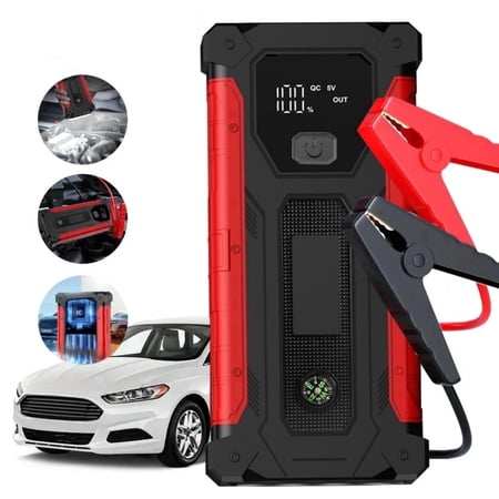 5000A Portable Car Jump Starter - 12V Vehicle Battery Booster for Up to 8.0L Gas/6.0L Diesel Engines, LED Light, USB Charging, Auto Accessories for Truck Automotive Escape Tool