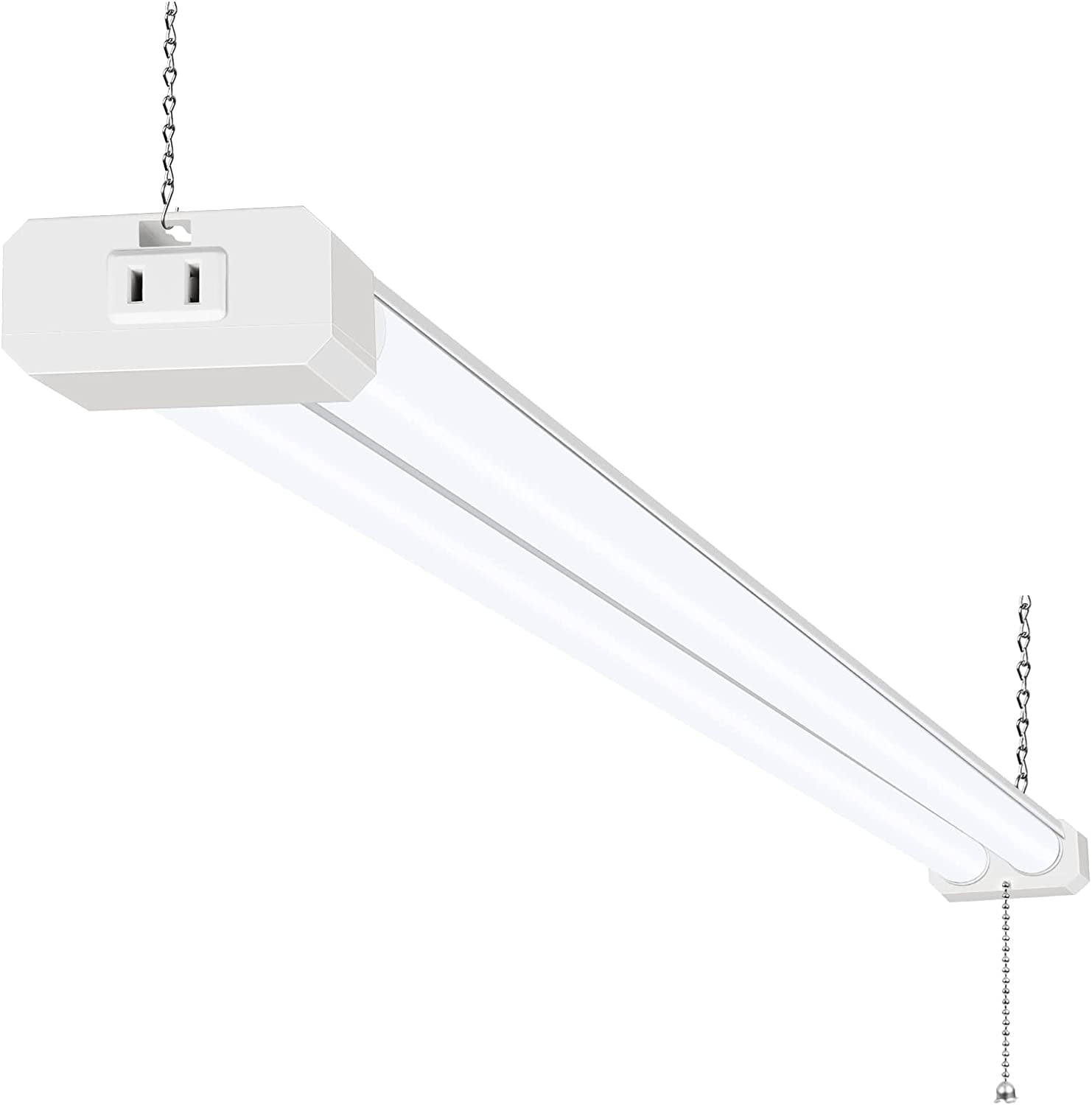 4FT White Aluminum LED Shop Light with Pull Chain