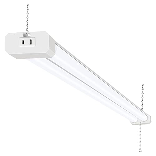 4FT White Aluminum LED Shop Light with Pull Chain