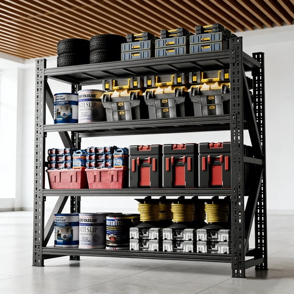 5000LBS Industrial Shelving for Warehouse, Heavy Duty Metal Adjustable Garage Shelves (69"H x 71"W x 23.7"D) 4000LBS Storage Unit, Black