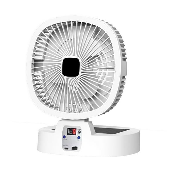5000Mah Usb Solar Rechargeable Folding Fan With Remote Control 5 Speed 3 Light Modes Portable Pedestal Air Circulator For Camping Home
