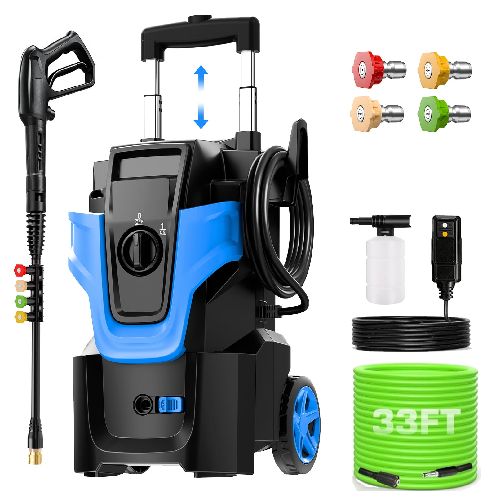 Pull Rod Electrical 5000PSI Electric Heavy Duty Pressure Washer, Power Washer with 2-Stage ...