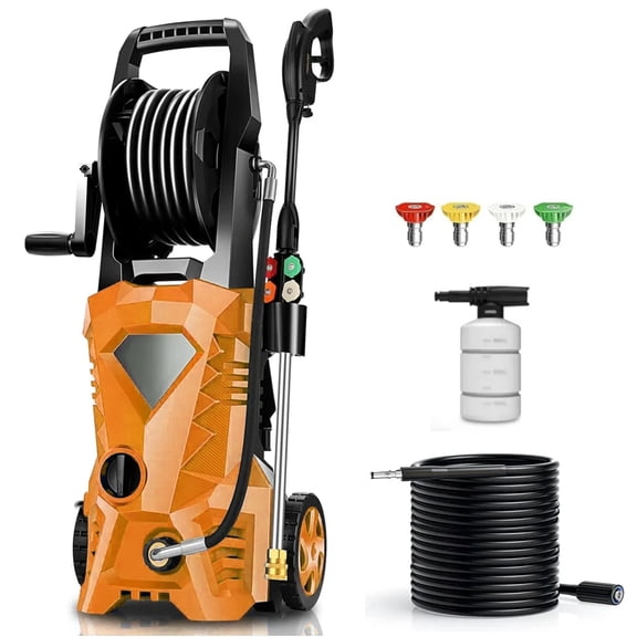 5000PSI Electric Pressure Washer 2025 2.8GPM High Power Washer with 4 Pressure Nozzle and Soap Bottle for Home, Car Washing, Fence Cleaning, Patio (Orange)