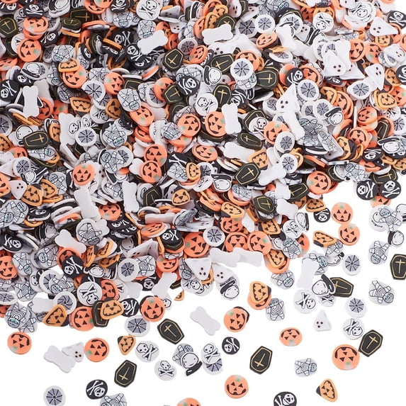 5000Pcs 10 Styles Slices Polymer Clay Cabochon Bulk Assorted Holiday Orange Spooky Soft Sprinkle Flakes Slice for DIY Crafting Nail Art Embellishments Accessories