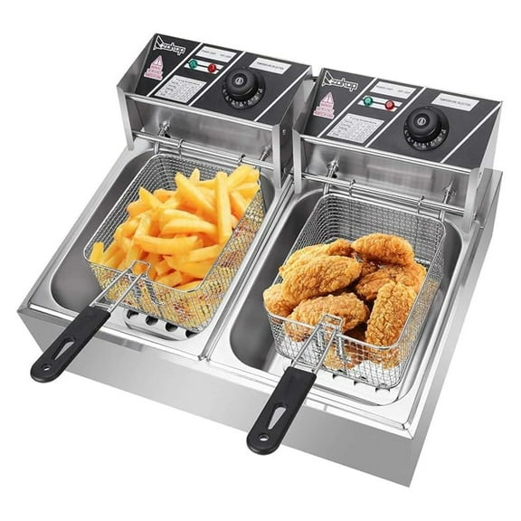 5000W 12 Liter Electric Countertop Deep Fryer Dual