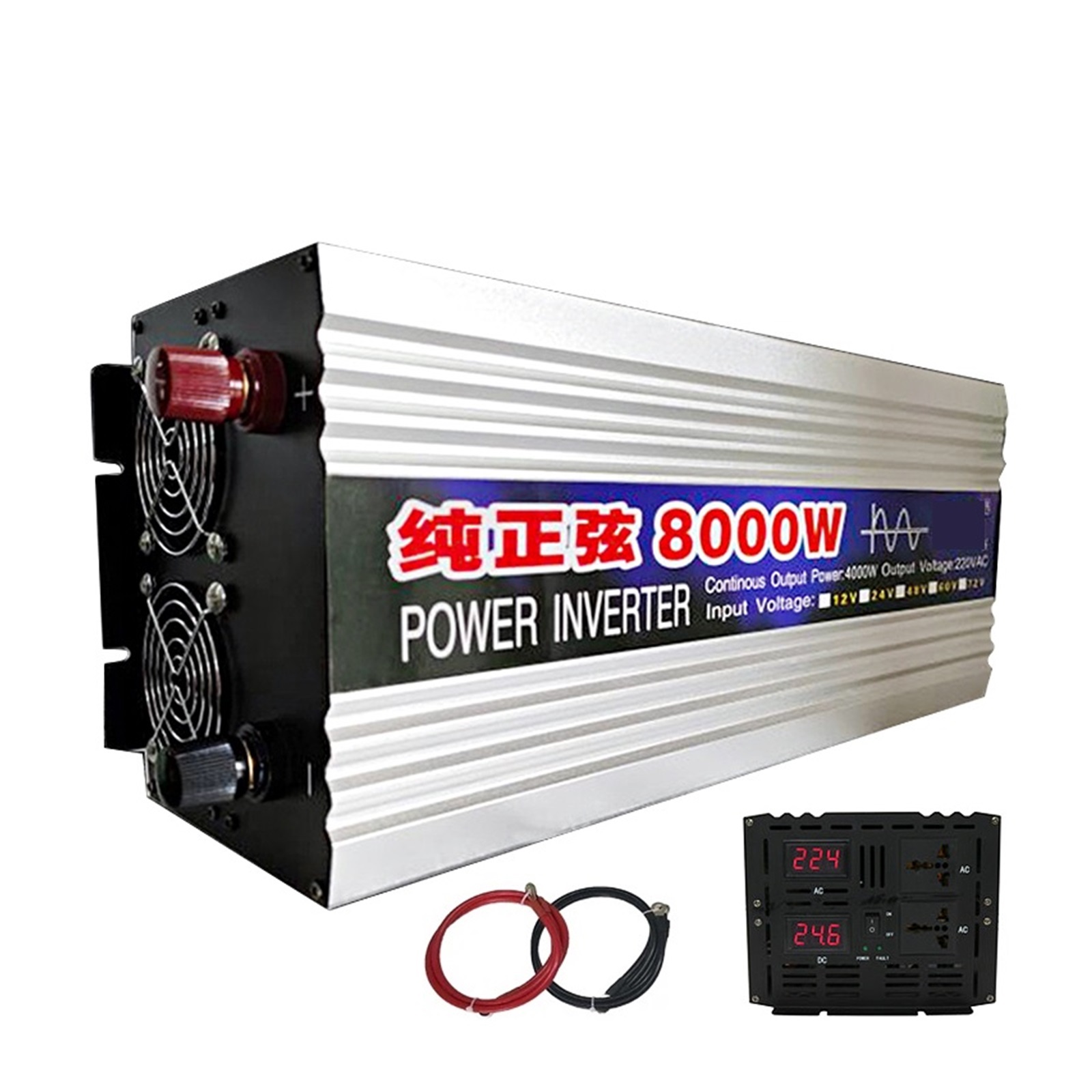5000W 6000W 8000W Pure Sine Wave Inverter DC 12V 24V To AC 50Hz 60Hz Voltage Converter Big Power Dual Output Solar Inverter