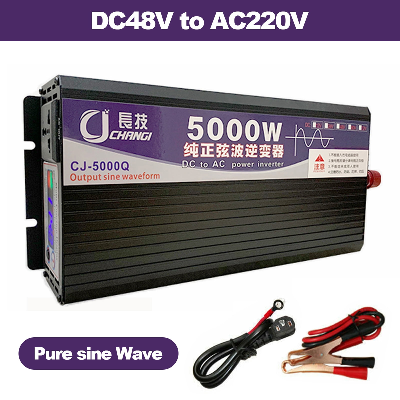 5000W Car Power Inverter Pure Sine Wave Inverter DC 48V to AC 220V LED Display Converter
