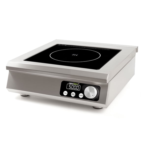 5000W Commercial Induction Cooktop, 208V 3-Phase Large Induction Burner with 20 Power & Temp Levels, 9.25" Large Coil, 24h Timer, Pro Electric Countertop Burners for Restaurant Kitchen