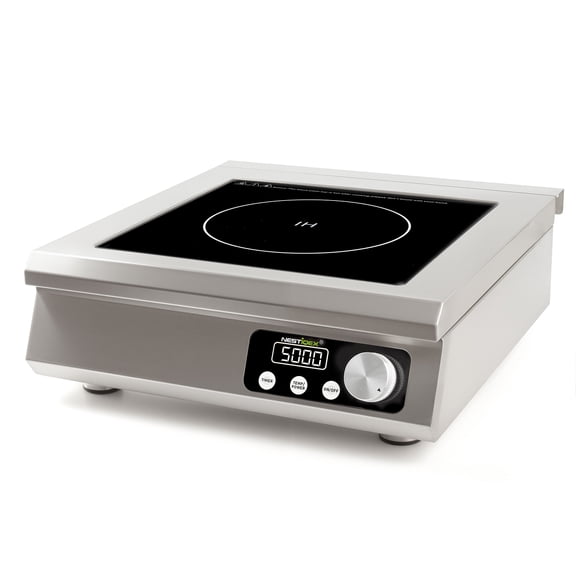 5000W Commercial Induction Cooktop, 208V 3-Phase Large Induction Burner with 20 Power & Temp Levels, 9.25" Large Coil, 24h Timer, Pro Electric Countertop Burners for Restaurant Kitchen