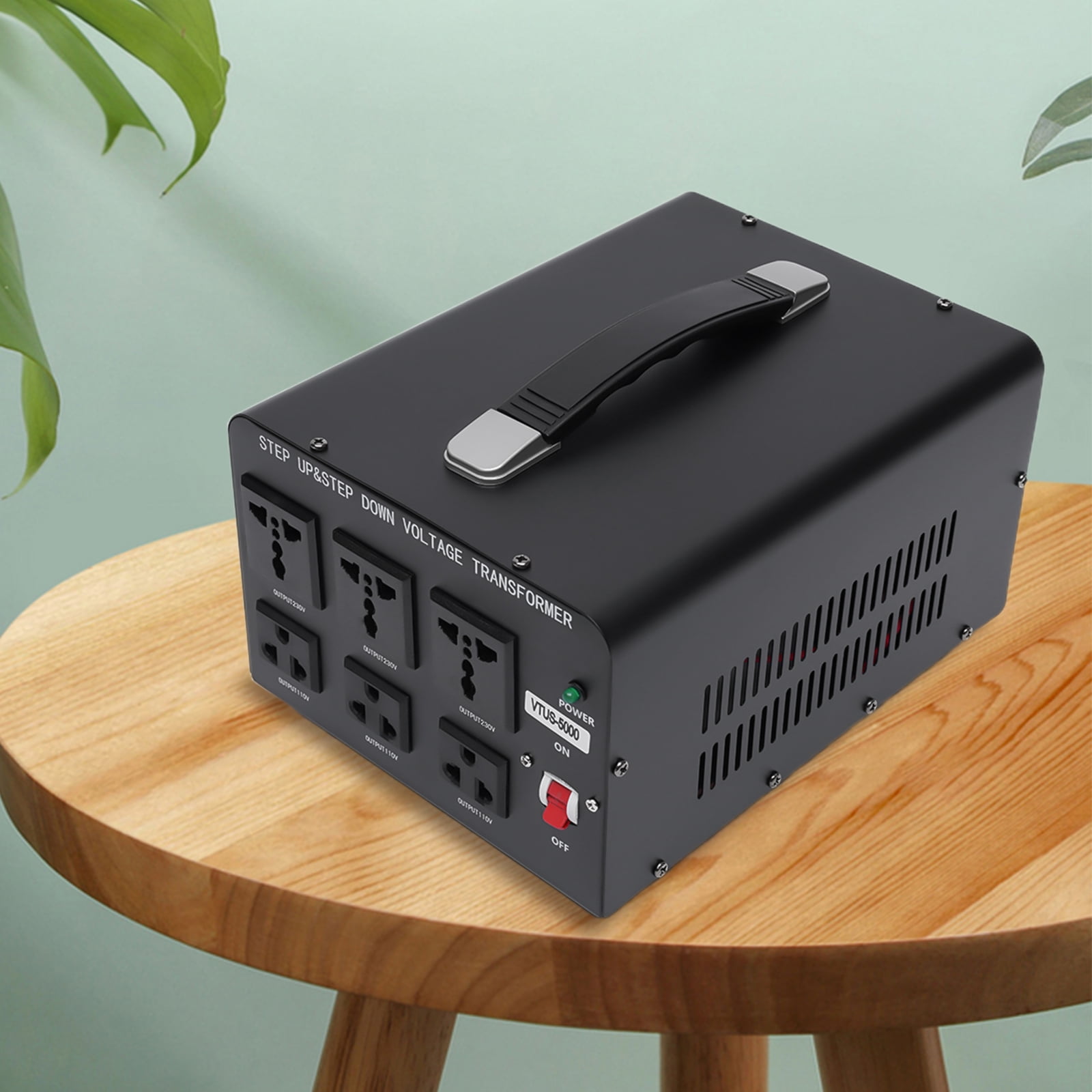 5000W Heavy Duty Voltage Converter Transformer Step Up/Down 110-120V to 220-240V with Circuit Breaker, 6 Outlets, Safe for Appliances Under 3000W
