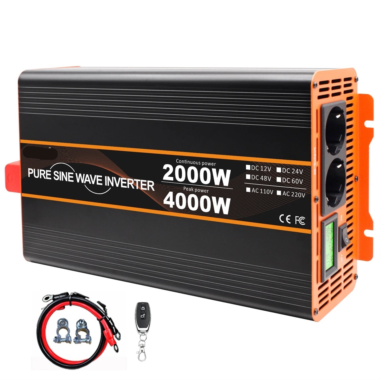 Sine Wave Inverter Pure DC 12V/24V To AC 110V/220V 1600W 2500W 3500W 4500W 5000W 6000W Portable Power Converter Universal Socket Car Power Inverter
