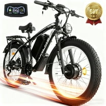 5000W Peak Dual Motor AWD Electric Bike, 60V 25AH 21-Speeds 45MPH 26" Fat Tire Mountain Snow E Dirt Bicycle