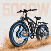 5000W Peak Dual Motor Electric Bike, 52V 25AH Ebike for Adults, AWD E-bike 45MPH 7-Speed ,100 Miles Range Mountain Bicycle with 26" Fat Tire UL2849