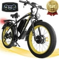thumbnail image 1 of 5000W (Peak) Electric-Bike, 60V 25AH Battery Electric Bike for Adults, Dual-Motor-Ebike 50MPH Ebike, 26*4.0 Fat Tire Ebike, AWD 21-Speed E-Mountain Bicycle for Off-Road Snow Sand UL 2849, 1 of 10