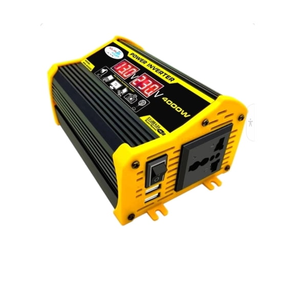 High-Power Peak 4000W DC to AC Power Inverter  12V to 110V/220V Converter with Dual USB Ports, Universal AC Outlet, LED Display for Cars, Trucks, RVs, and Home Backup (Black, 220V)