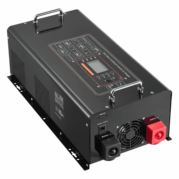 5000W Pure Sine Inverter 24V to 120V, Solar Inverter with LCD Display & Remote, Off-Grid Power for RV, Boat, Home Backup, Compatible with LiFePO4 Batteries